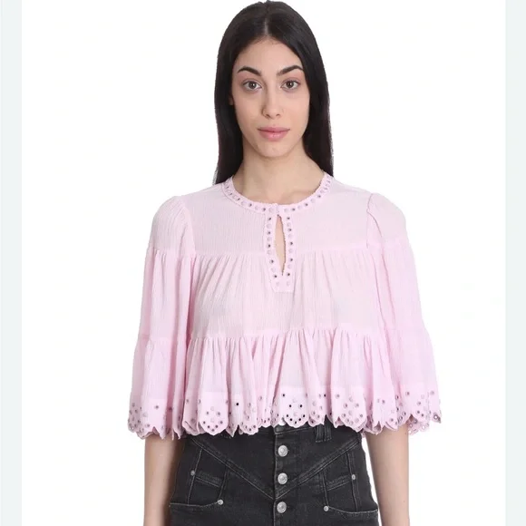 Isabel Marant Lashay Navy Eyelet Hem Blouse - Picture 4 of 4